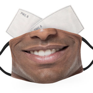 Dark Skin Smiling Male Face - Child Face Masks - 2 Filters Included